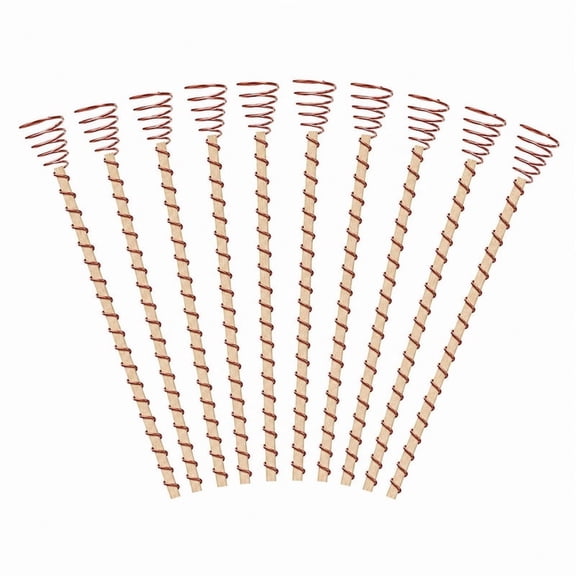Electroculture Plant Stakes, 10 Pack Copper Coil Garden Antennas, 11.8 Inch Wooden Plant Support Rods for Pots, Garden Beds, Greenhouse, Indoor Outdoor Use (10 Pack)