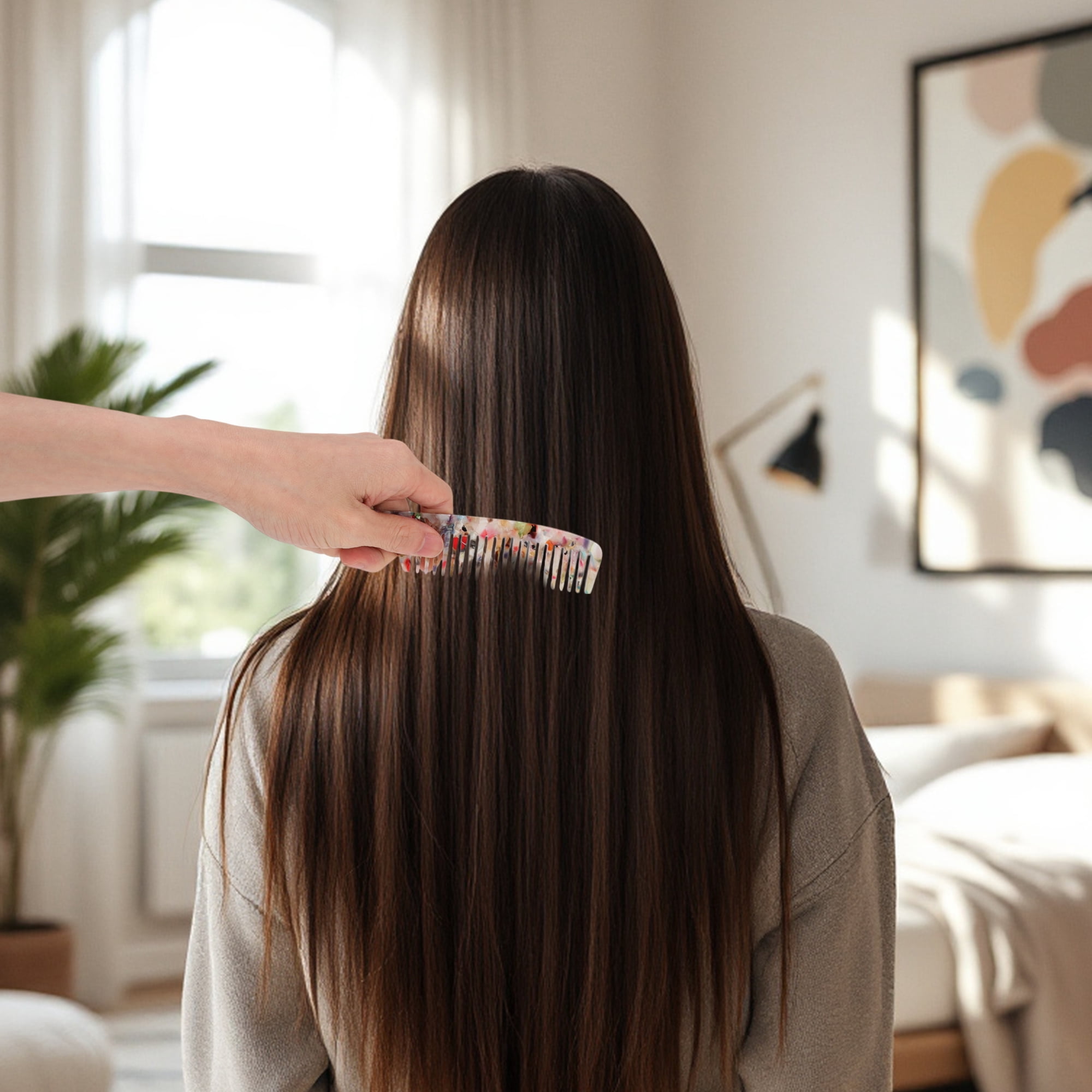 Unique Bargains 1 Pc Lightweight Long Handle Hair Comb for All Hair Types Assorted Color