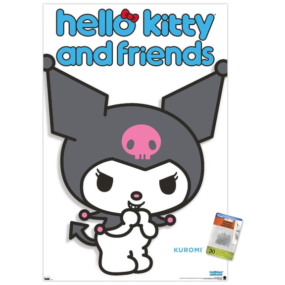 Hello Kitty and Friends: Hello - Kuromi Feature Series Wall Poster with Pushpins, 22.375" x 34"