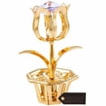 thumbnail image 4 of matashi tulip flower table top ornament crystals | decorative, shiny metal artwork with planter base | elegant home dcor | gift for thanksgiving, christmas, new year (silver, purple crystals), 4 of 7