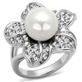 thumbnail image 1 of Alamode LO4088-7 Women Rhodium Brass Ring with Synthetic in White - Size 7, 1 of 1