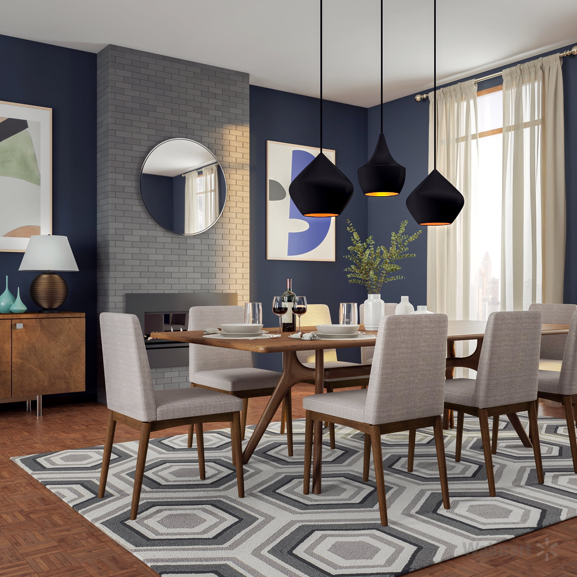 Bellamy Studios Pierre Indoor Dining Chairs, Set of 2, Walnut/Light Gray