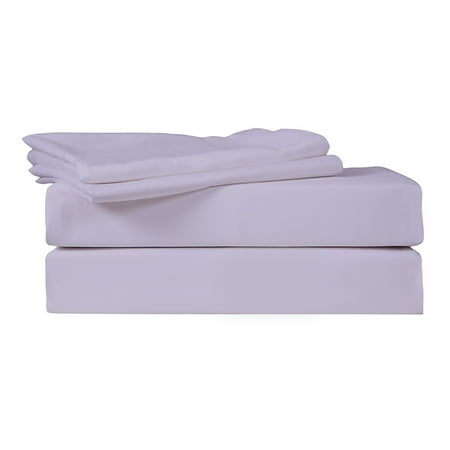 Solid Color Linen - Just Linen 540 Thread Count 100% Cotton Sateen, Solid Thistle Color, Full Bedding 4 Piece Sheet Set with Deep Pocketed Fitted Sheets