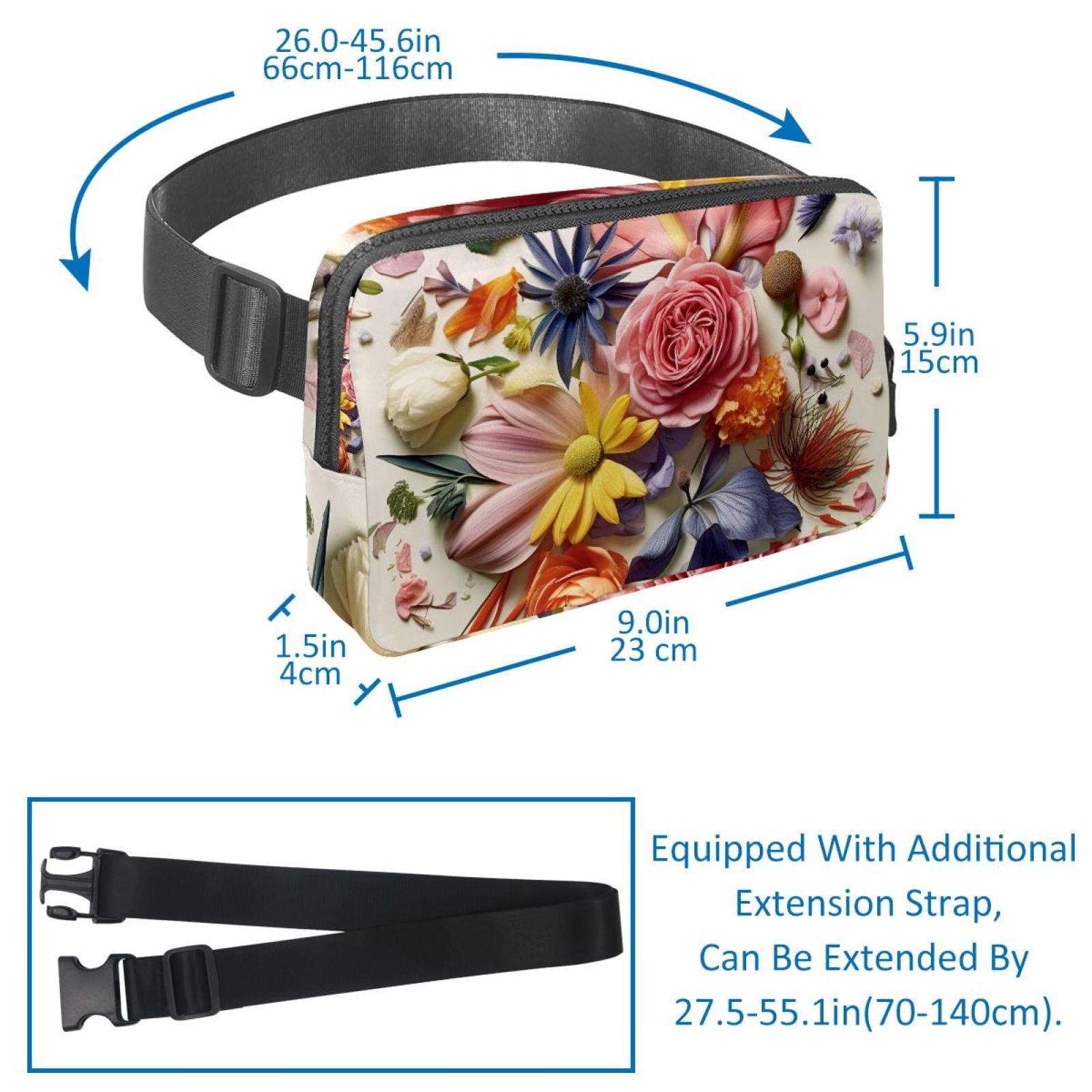 Minced flower Lightweight Adjustable Waist Pack with Extension Strap - Unisex Fanny Pack Money Belt