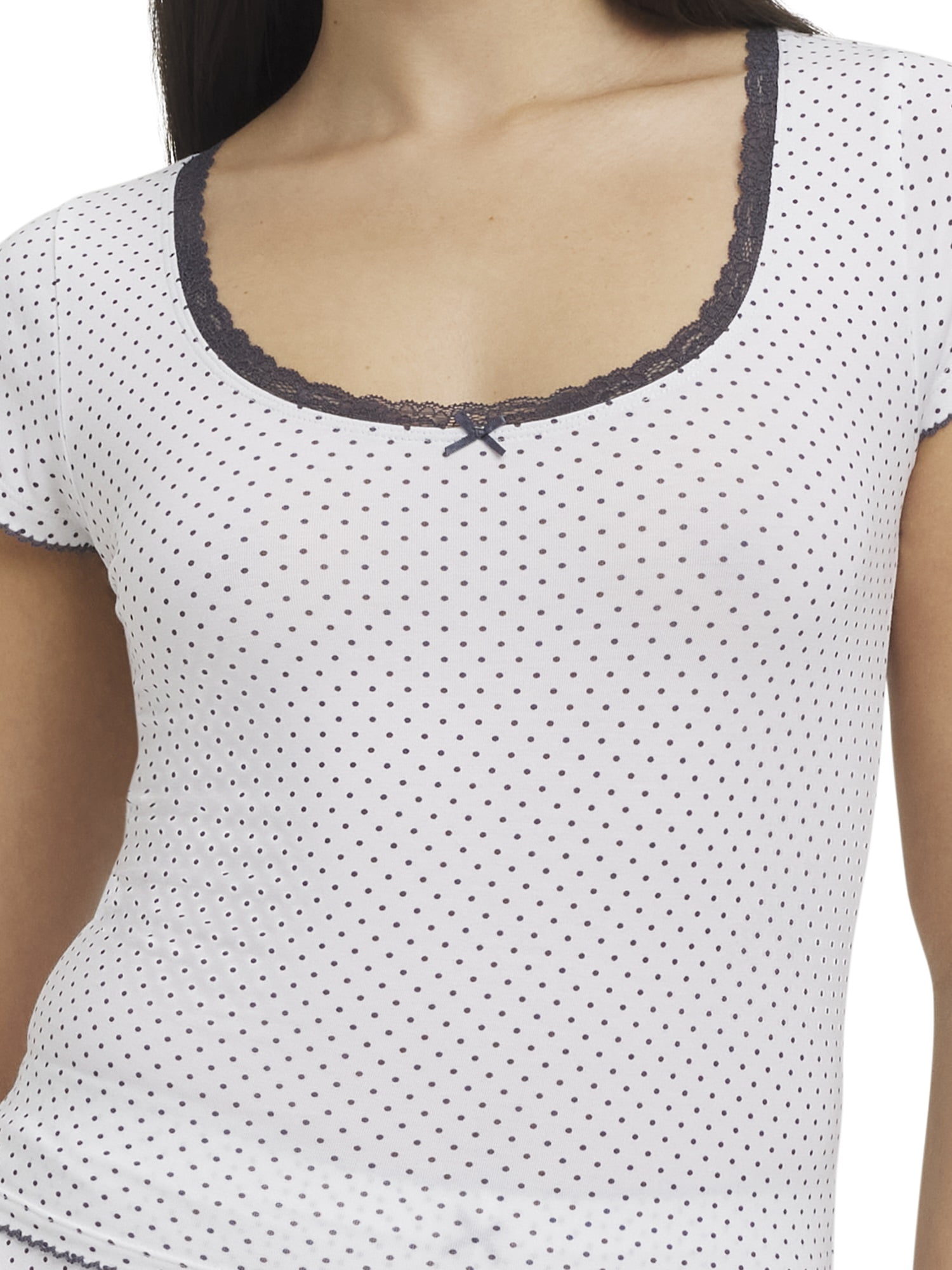 Mills by Millie Bobby Brown Women's Sleep Printed Stretch Jersey Cap Sleeve Top with Stretch Lace Trim, Sizes XS-XXXL