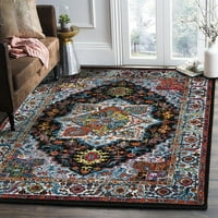 LR Home Fusion Black & Blue 5 Ft. 1 In. x 7 Ft. 5 In. Persian Coastal Medallion Area Rug