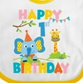 thumbnail image 4 of Inktastic Elephant and Giraffe 1st Birthday Boys or Girls Baby Bib, 4 of 4