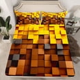 thumbnail image 2 of Homewish Brown Yellow Plaid Grid 4 Pieces Queen Sheet Sets For Boys Girls,Futuristic Cubes Ultra Soft Flat Sheet,Abstract Geometric Queen Fitted Sheet,Super Cozy Room Decor, 2 of 7