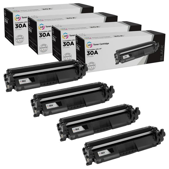 LD Products Compatible Replacements for HP 30A CF230A HP 30X CF230X Toner Cartridge (Black, 4-Pack) for use in HP Laserjet Pro: M203d, M203dn, M203dw, MFP M227d, MFP M227fdn, MFP M227fdw, MFP M227sdn