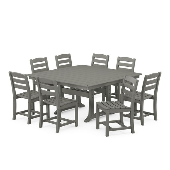 POLYWOOD La Casa Cafe 9-Piece Nautical Trestle Dining Set in Slate Grey