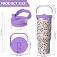 thumbnail image 4 of 30oz Handheld Travel Tumbler with Handle – Double Wall Stainless Steel Insulated Cup, Flip Straw Lid, Leak-Proof & BPA-Free for Hot and Cold Drinks – Durable Coffee & Juice Mug Pink, 4 of 7