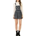 thumbnail image 2 of INSPIRE CHIC Women's Pinafore Overall Dress Checks Adjustable Strap Suspender Skirt XS White Black, 2 of 7