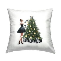 Stupell Industries Trendy Christmas Tree Decorative Printed Throw Pillow, 18 x 18