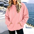 thumbnail image 6 of AKOEE Womens Oversized Hoodie with Pockets Plain Hooded Sweatshirts Casual Drawstring Long Sleeve Pullovers (XL, Pink), 6 of 7
