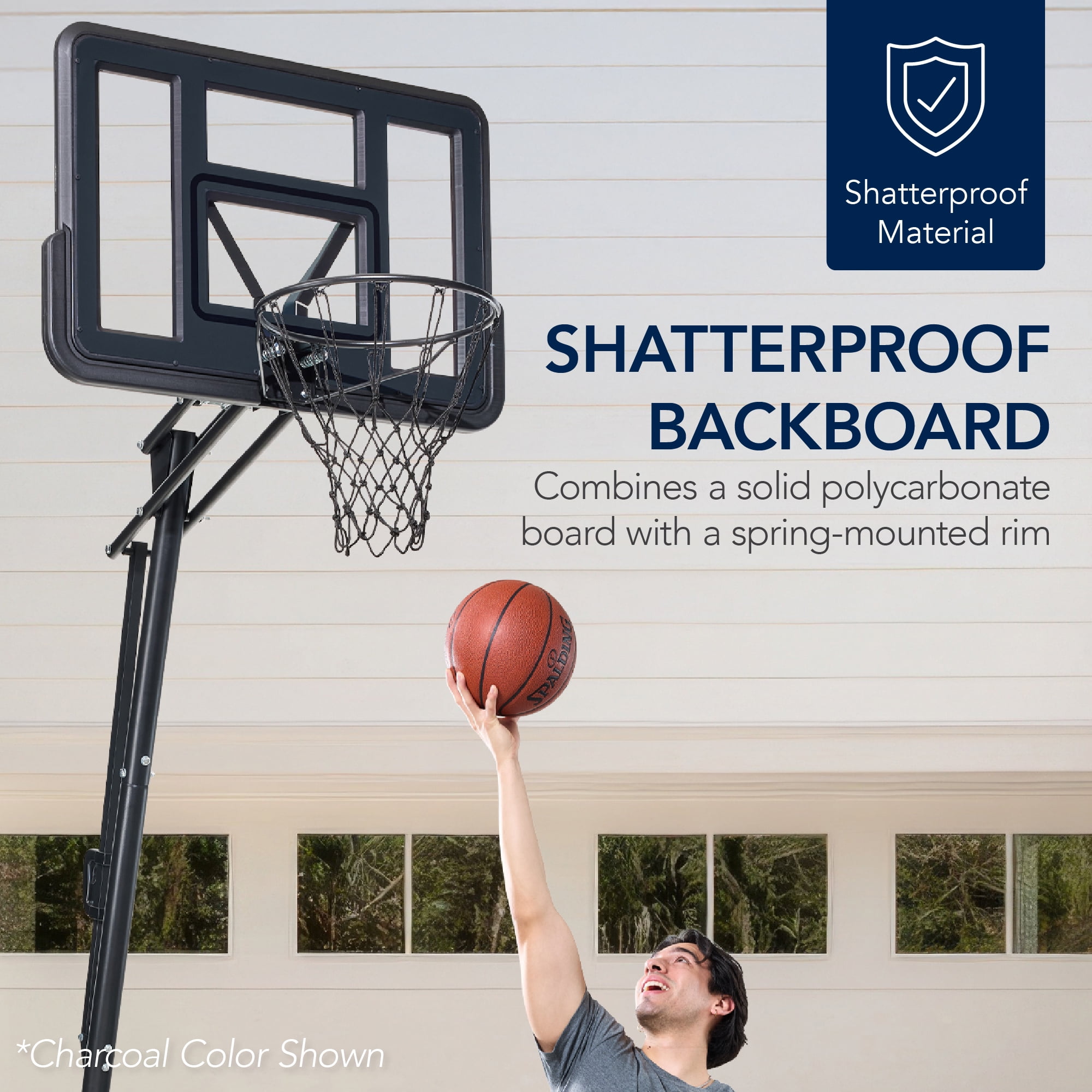 Best Choice Products Adjustable 4.4-10ft Basketball Hoop, Portable Goal w/Shatterproof Backboard, Ball Return - Black