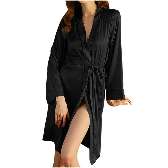 Under $10 Nexjvus Womens Robes Spring And Like Pajamas Sexy Cardigan Hotel Pajamas Bathrobe Home Clothes Nightgown Size L