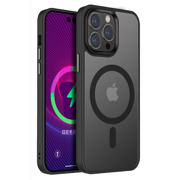 for iPhone 13 Pro Slim Fit Case, with MagSafe Military-Grade Protection, Frosted Magnetic Translucent Phone Case for iPhone 13 Pro Shockproof Protective Hybrid Case Cover, Black