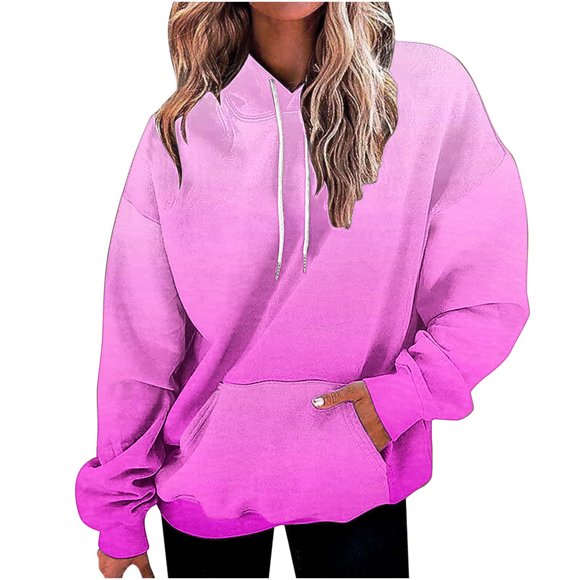 Rbaofujie Oversized Hoodies for Women Women's Loose Fitting Long Sleeved Hoodie Sports Top Hot Pink Halloween Hoodie