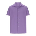 thumbnail image 4 of USNSM Mens Linen Shirts Short Sleeve Lapel Button Down Shirts Wrinkle Free Casual Vacation Beach Summer Tops Purple M, 4 of 6