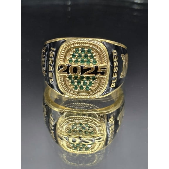 Jinaldiamond Customized Class Rings CZ Gemstone High School or College Graduation Rings -925 Sterling Silver and Yellow Gold Plated