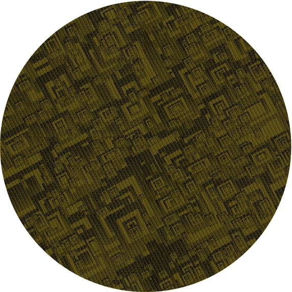 Ahgly Company Indoor Round Patterned Dark Bronze Brown Area Rugs, 4' Round