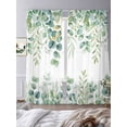 thumbnail image 3 of Sage Green Eucalyptus Leaves Sheer Curtains 2 Panels Set Spring Watercolor Botanical Sheer Window Curtains Light Filtering Rod Pocket Voile Drapes for Bedroom Living Room 52"X108", 3 of 8