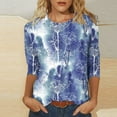thumbnail image 1 of Blouse pour Femmes, T-shirt Imprimé Mode, Manches 3/4, Col Rond, Hauts Décontractés pour Femmes, en Solde, 1 of 5