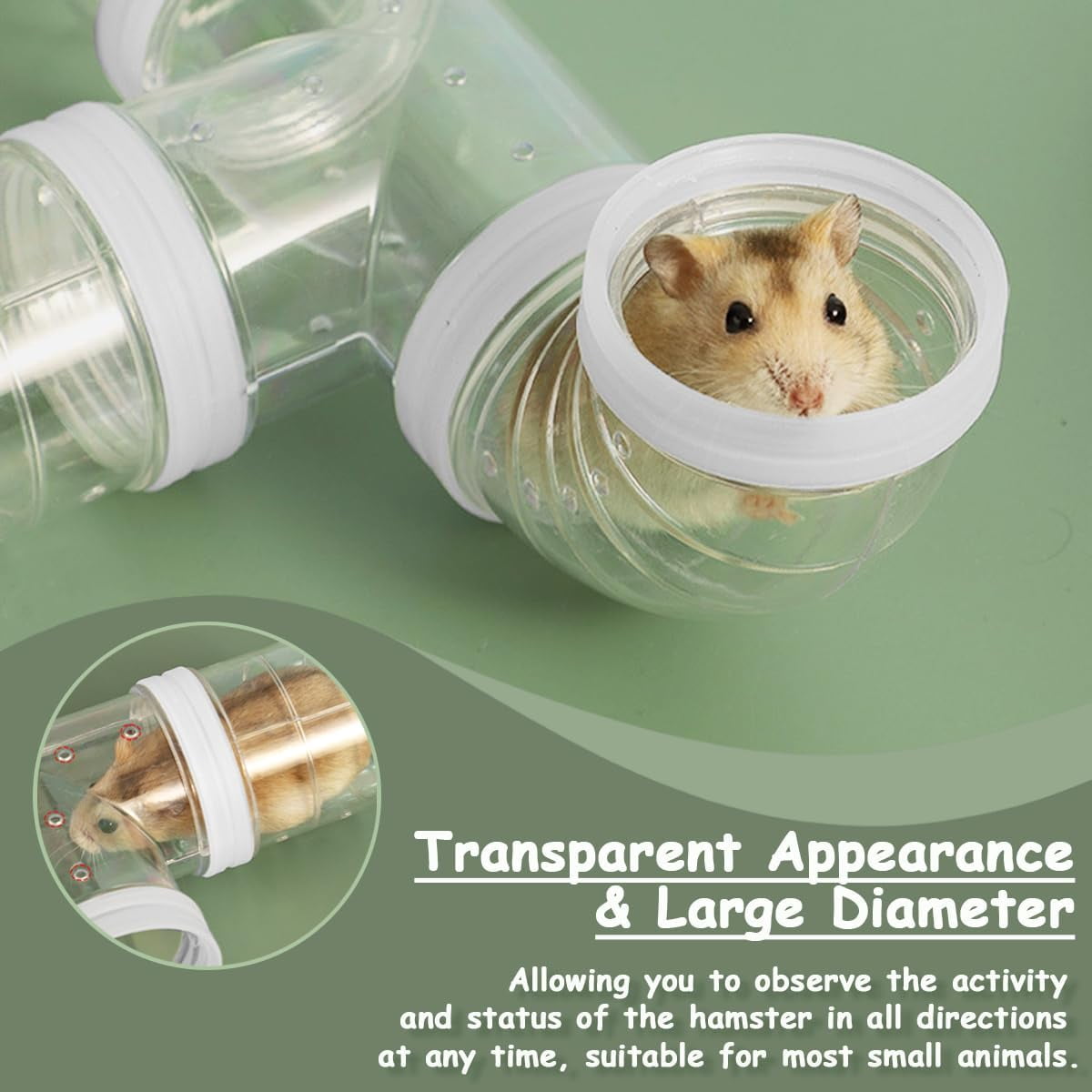 2 Hamster Tubes Kits, FHDUSRYO DIY Hamster Tunnel Adventure External Pipe, Transparent Connection Track Rat Toy Hamster Cage Accessories for Hamster Mouse Small Animals Sports Expand Space (White)