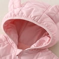 thumbnail image 7 of IVEYRTF Toddler Kids Bodysuit Cute Bear Print Fleece-Lined Hooded Romper Zip Front Thermal Fall Winter Cozy Warm One-Piece Outerwear for Children 1-2 Years(Pink,6 Months), 7 of 7