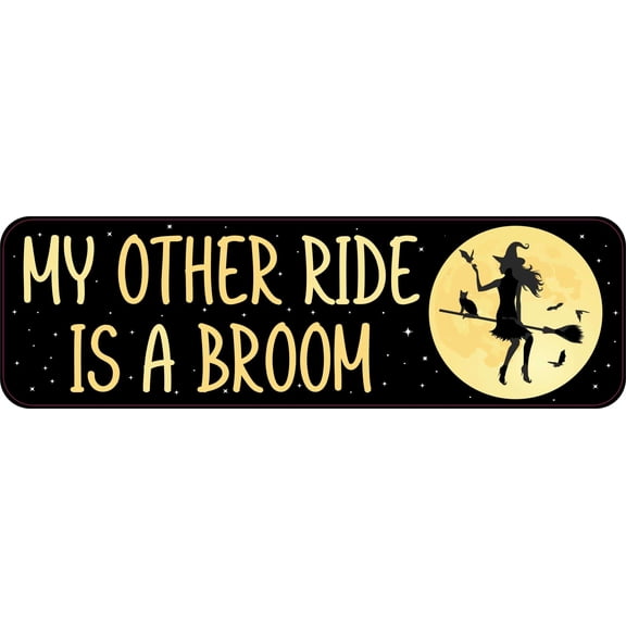 StickerTalk My Other Ride is a Broom Halloween Magnet, 10 inches x 3 inches