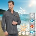 thumbnail image 5 of POENTAB Long Sleeve Fishing Shirts for Men Quick Dry Hiking Work Shirt Sun Protection UV UPF 50 Button Down Tops With Mesh Line Outdoor Safari Dark Grey, 5 of 8