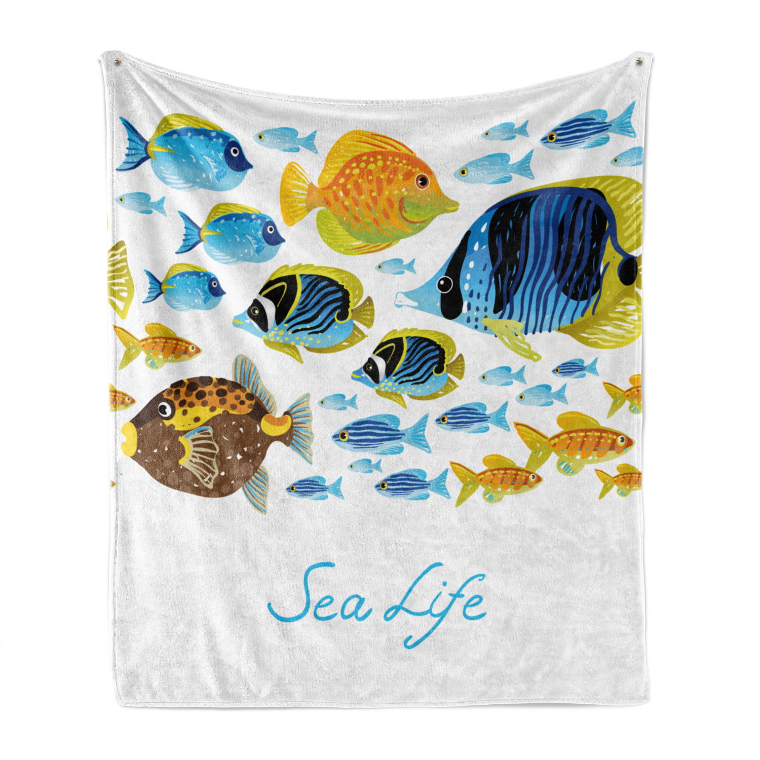Cozy Plush for Indoor and Outdoor Use Multicolor Print of Colorful Marine Themed Lifestyle with Many Fish Species in The Ocean 70 x 90 Ambesonne Underwater Soft Flannel Fleece Throw Blanket 