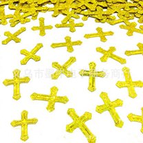 LOLIPPYY 1 Pack Baptism Confetti Glitter Cross Table Confetti Decorations For Baptism First Communion Baby Shower Birthday Gender Reveals Party Supplies Golden