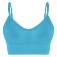 thumbnail image 3 of QATAINLAV Womens Padded Seamless Wireless Sport Bras Solid Casual Summer Spaghetti Straps Bralette Yoga Workout Crop Tops Light Blue S, 3 of 6
