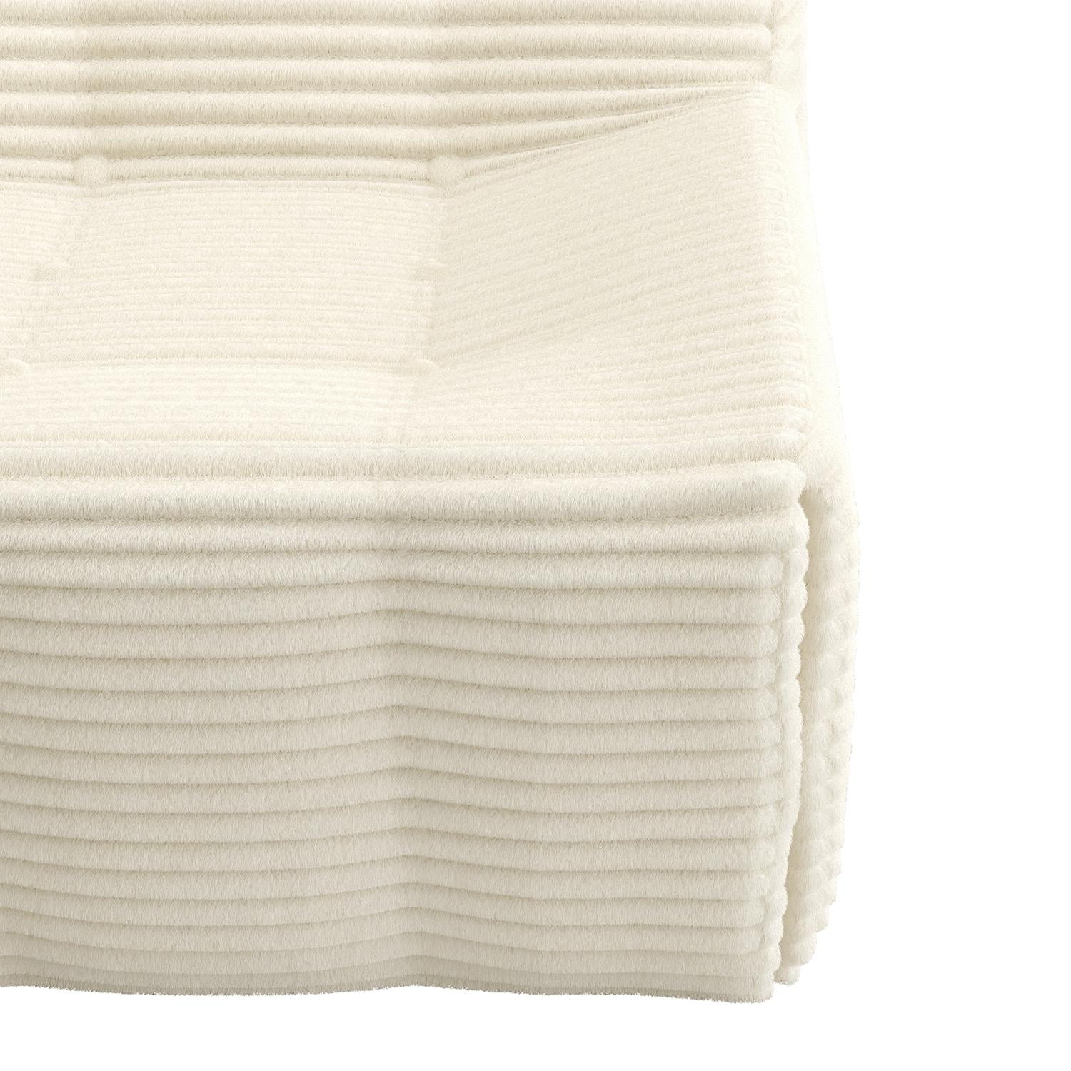 Demi Bonn 74" Modern Minimalist Corduroy 3-Seat Sofa, Full Sponge Compression Couch for Living Room, Space-Saving Design, White