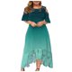 thumbnail image 4 of ICHUANYI Clearance Women's Fashion Casual Printing Plus Size Round-Neck Sexy Lace Short Sleeve Loose Pullover Dress(Green, XL) ICHUANYI WER2023080708452, 4 of 7