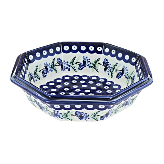 Blue Rose Polish Pottery Sweet Annie Large Octagonal Bowl