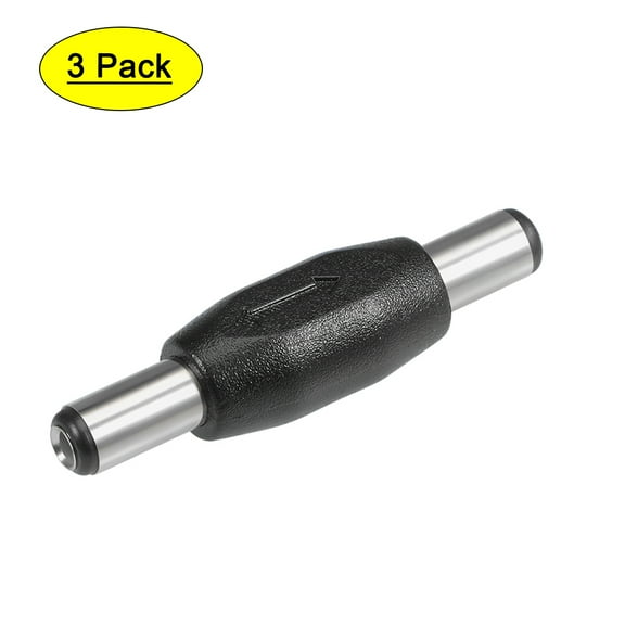 3Pcs DC Male to Male Connector 5.5mm x 2.1mm Power Cable Jack Adapter Black