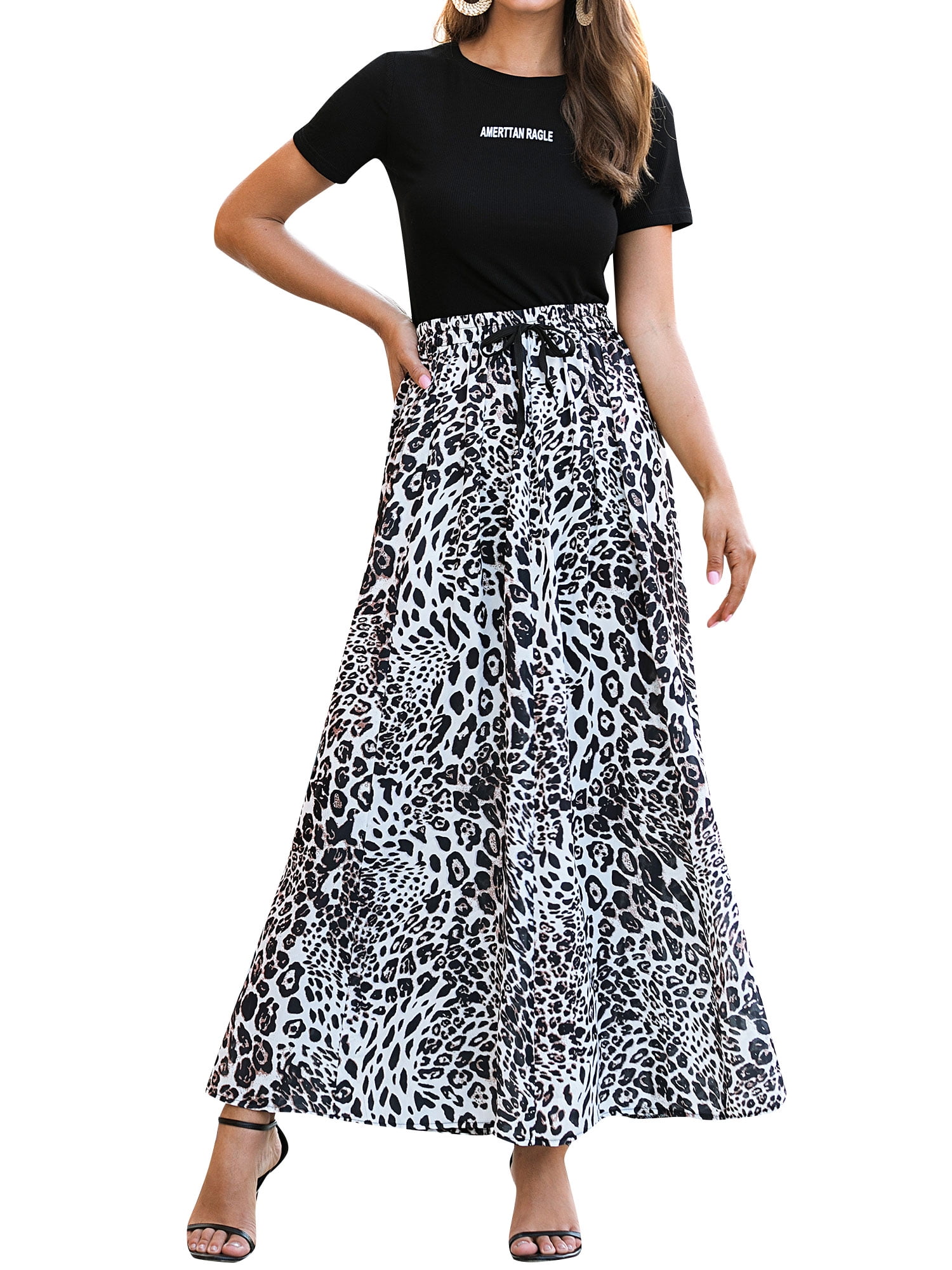 animal print long skirts for womens