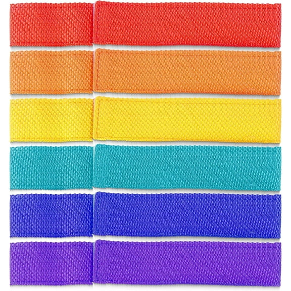 Brybelly Three-Legged Race Team Relay Ties, 6-pack Six Colorful Nylon Bands for Three-Leg Outdoor Games, Field Days, Birthday Parties & Competitions