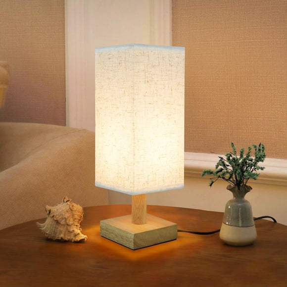Lámpara Pequeña de Mesa de Noche SEENSINY con Pantalla de Lino 11 cm