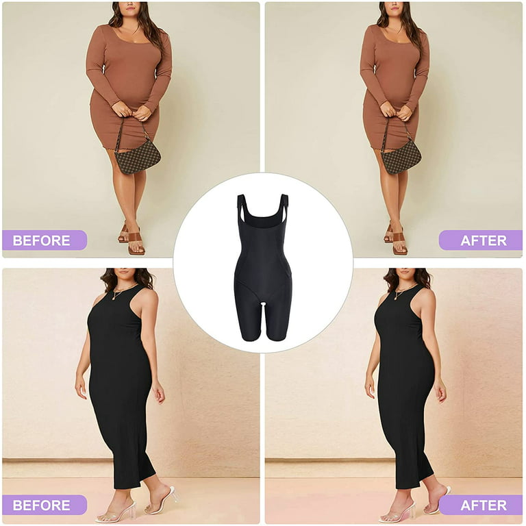 Irisnaya Waist Trainer Bodysuit for Women Shapewear Tummy Control Full Body  Shaper High Waist Open Bust Butt Lifter Thigh Slimmer Corset(Black Medium)