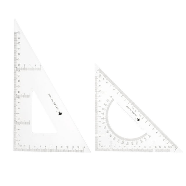 Uxcell 2piece Triangle Ruler Square Set 22cm 30/60 and 45/90 Degrees Measuring Tools, Transparent