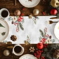 thumbnail image 3 of Christmas Winter Cotton Linen Table Runner Snowman Xmas Tree Holly Berry Poinsettia Dining Table Runners for Home Decor Party Dining Room Restaurant Kitchen Party 13" x 36", 3 of 9