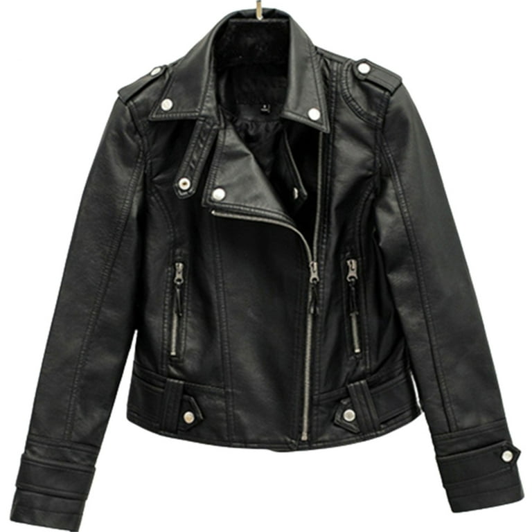 Female s Biker Lapel Jacket Waterproof Leather Jacket Cool For Daily Going Out Or At Home 2XL