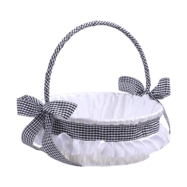 Cesta de regalo para boda, cesta de regalo con lazo decorativo, ligera, rústica, con asa, elegante, para fiestas de boda, decoración del hogar.