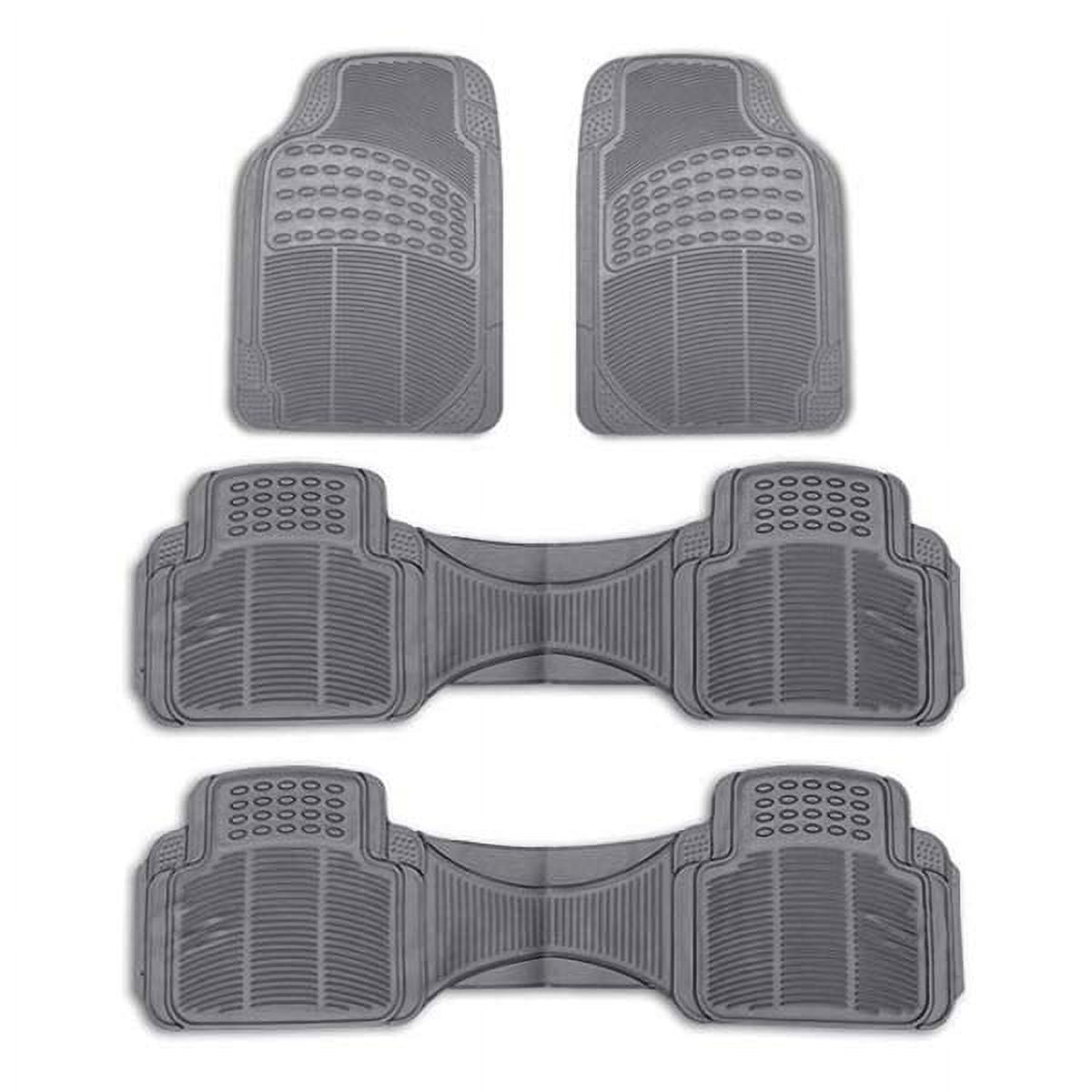FH Group 3 Row SUV Van Seat Covers Black Combo w/ Gray Floor Mats - 8 Seaters