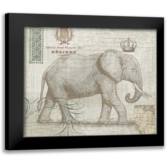 Allen, Candace 13x12 Black Modern Framed Museum Art Print Titled - Elegant Safari Elephant 2