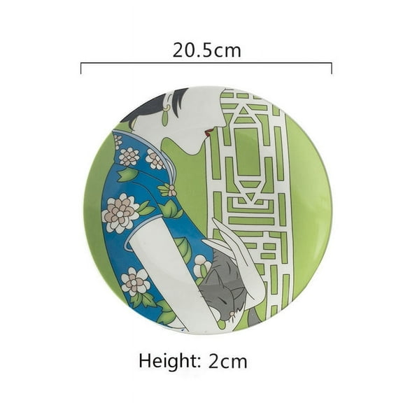 8 Inch Ceramic Plate Ceramic Dinnerware Asian Style Decorative Plates