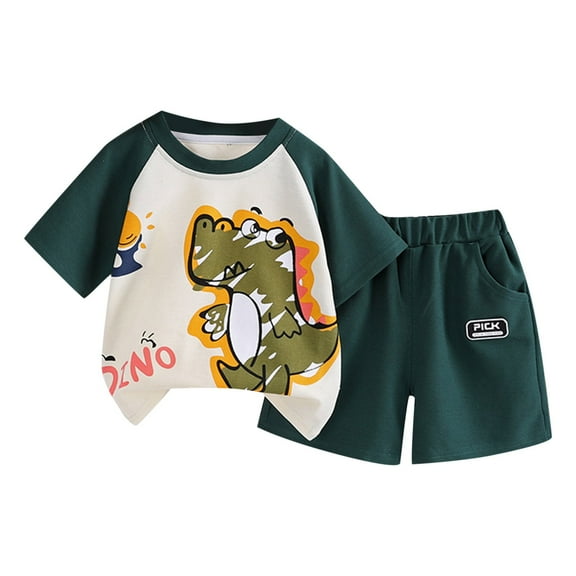 NIEWTR Toddler Baby Kids Boys Dinosaur Print Tops Elastic Shorts Pants Pajamas Sleepwear Set Summer Pjs For 18-24 Months 2t 3t 4t 5t 6t Summer Pajamas Set ,6-12 Months